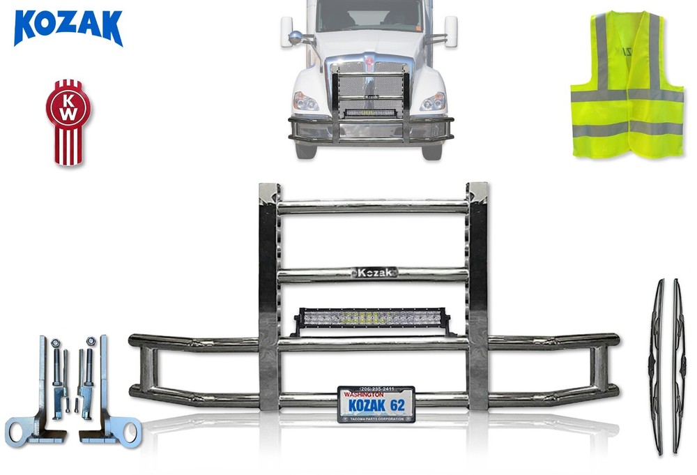 Full Bumper Grille Guard for Kenworth T680 2011-2020 Semi Truck-image