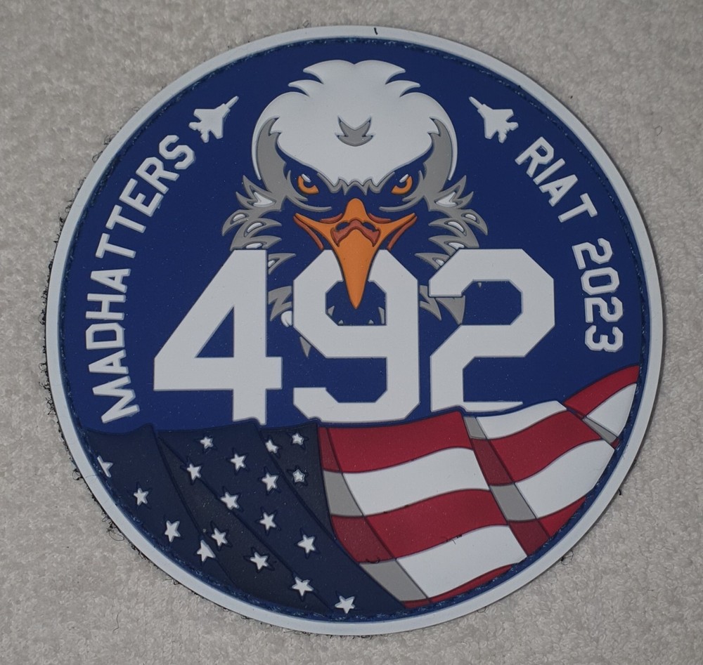 USAF LAKENHEATH  AIRFORCE  F 15 MADHATTERS 492 SQN  RIAT 2023  #3 PVC PATCH