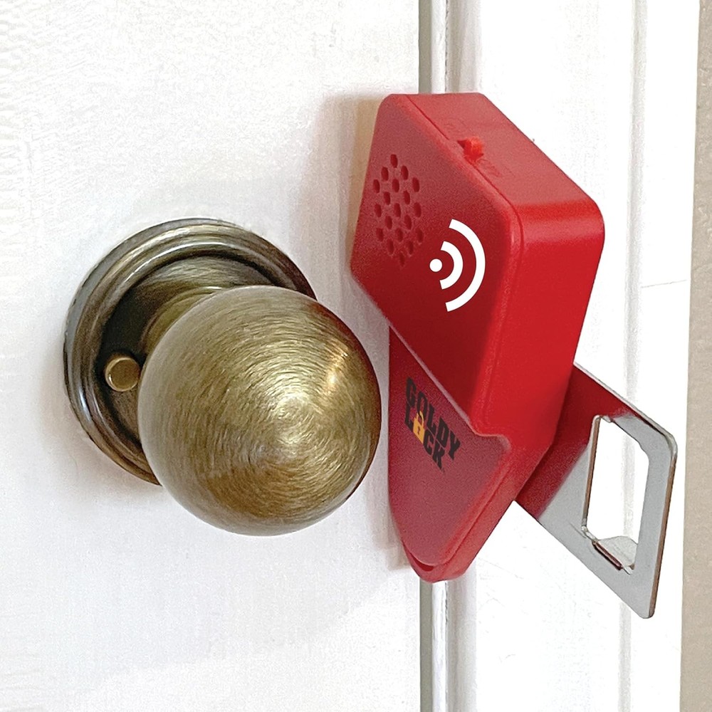 Goldy Lock Portable 2-in-1 Door Alarm for Home & Travel Security in Red