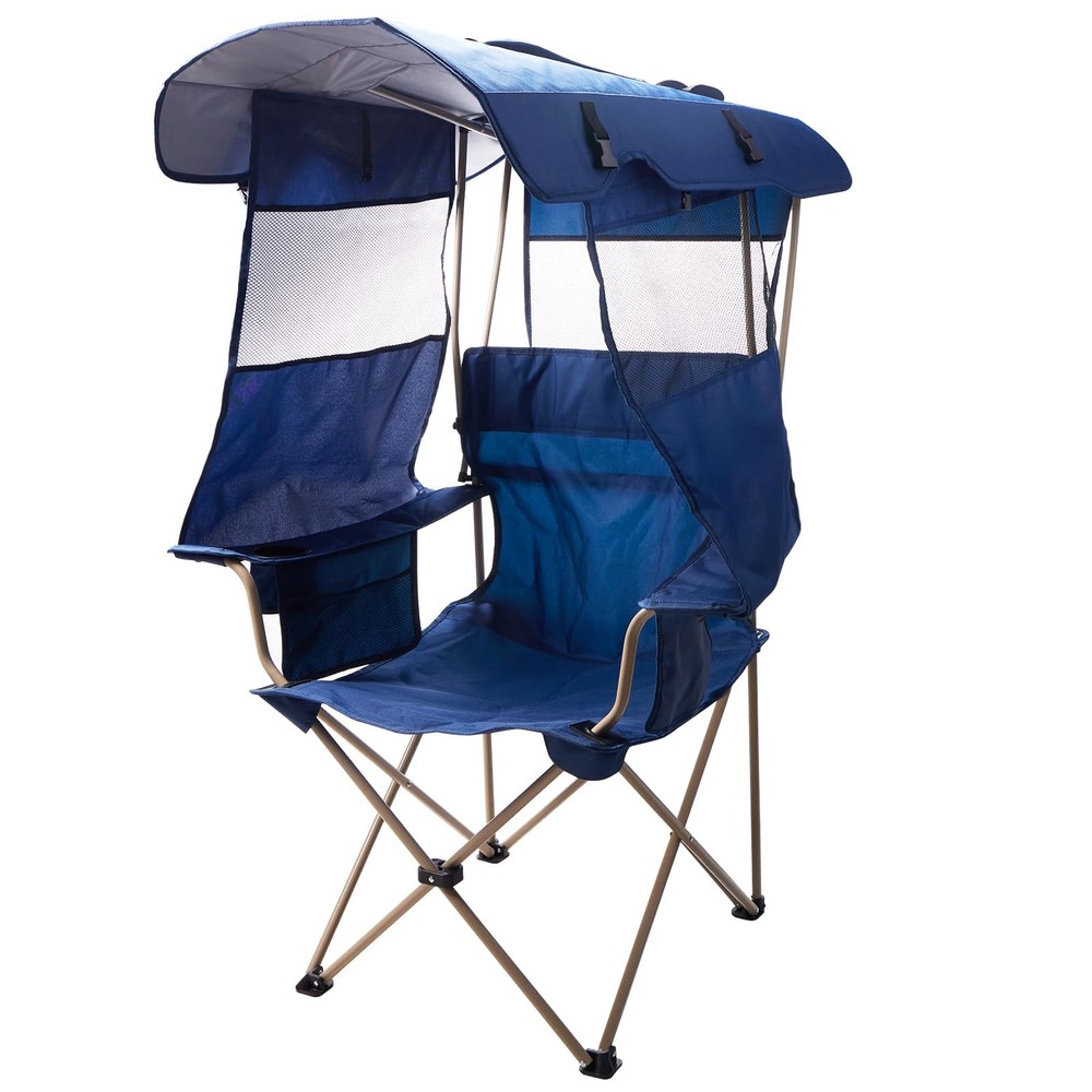 Camping Chair with Canopy Shade - Beach Chair with UPF 50+ Sun Shade, Cup Hol...