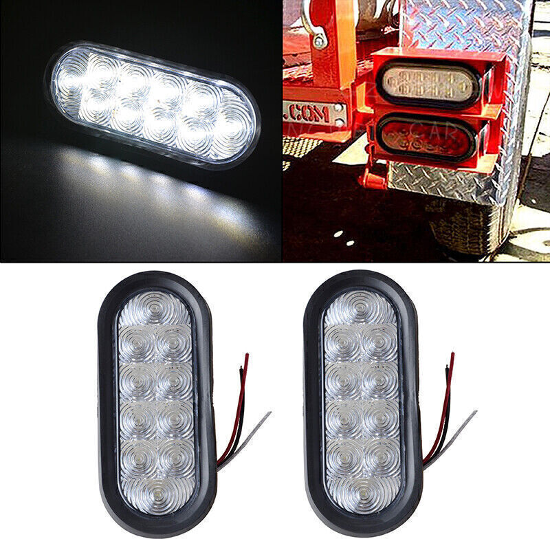 6-Inch Oval LED Trailer Lights with 10 LEDs, DOT-Cleared Turn Stop Tail Grommet Plug