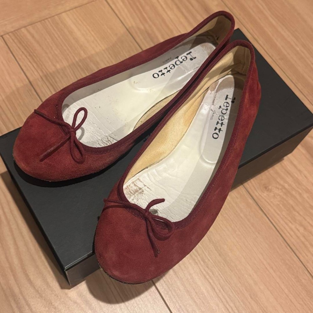 Repetto Ballet Shoes Flats Bordeaux Suede Women's Size EU 38.5 US 7.5 From Japan