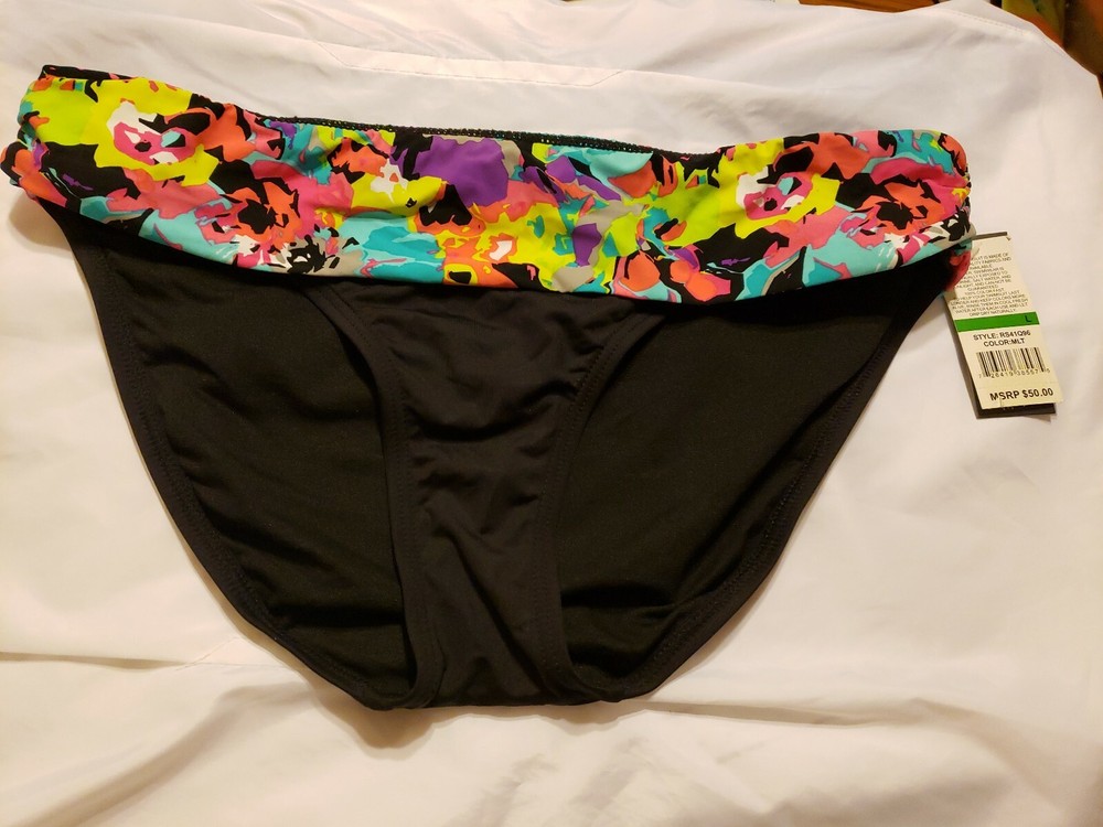 P52 NWT Macy's Kenneth Cole Reaction Black Bikini Bottom CLEARANCE SALE MSRP $50-image