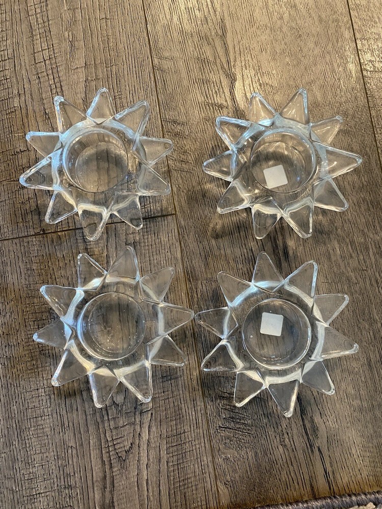 Partylite Glass Star Candle Holders Set Of 4 Tealight Votive