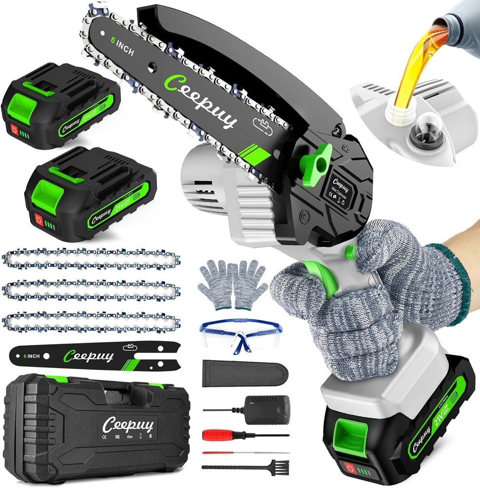 Mini motosierra inalámbrica eléctrica portátil de 6 pulgadas con engranaje