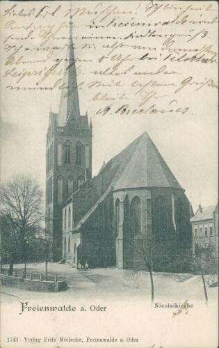 Postcard Freienwalde a. Or Nicolai Church 1917 (No.897)