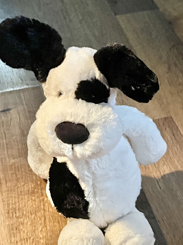 Authentic Jellycat I Am Original Bashful Black & Cream Puppy NWT