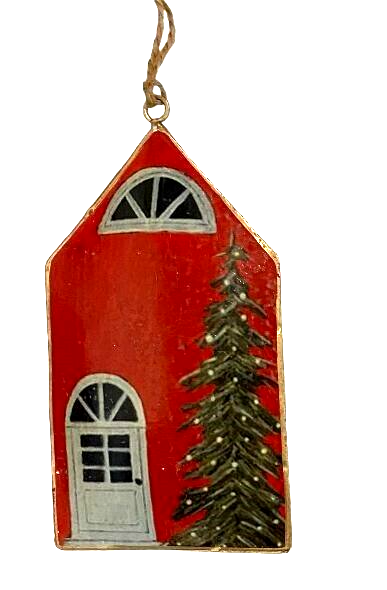 Red House Christmas Tree Door Hanging Ornament NWT Seasonal Decor-image