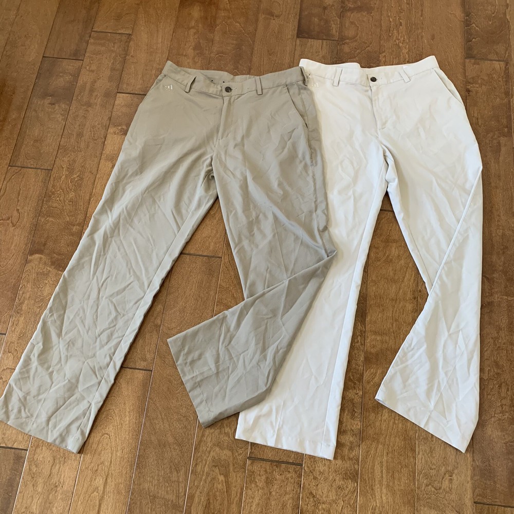 2 Adidas Golf Pants Men 32 x 32 Flat Front ClimaLite Polyester Quick Dry