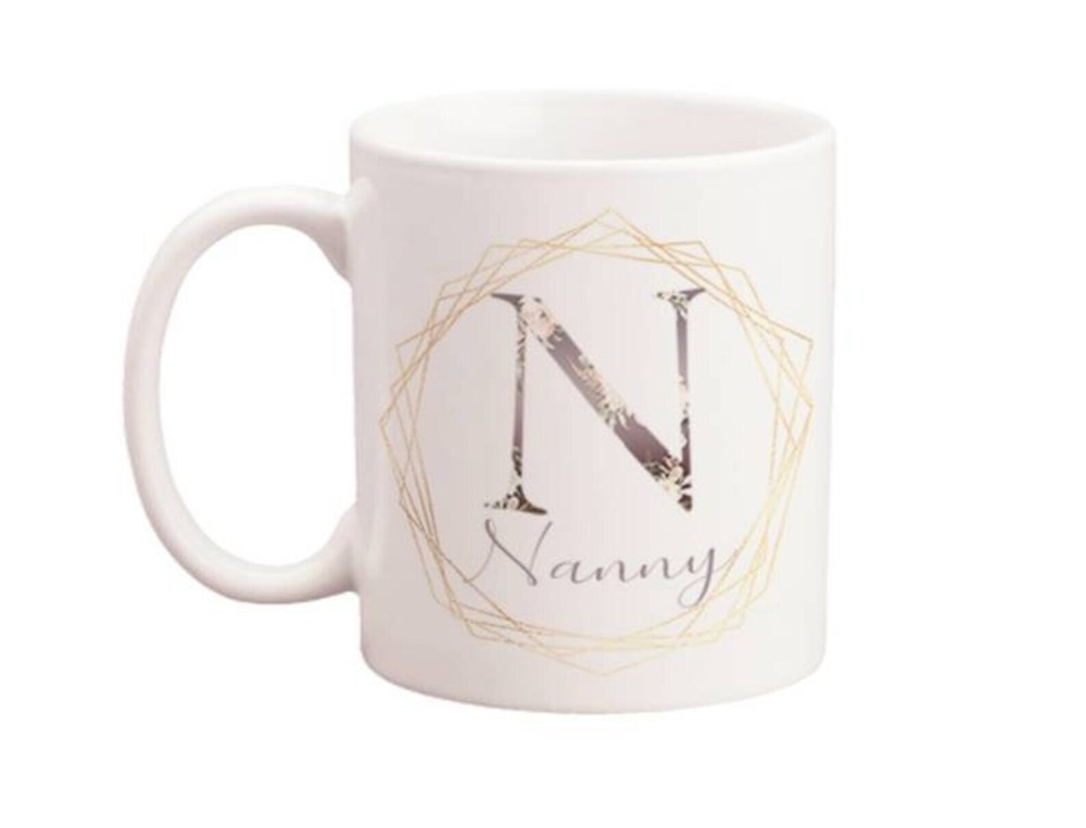 Personalised Mug Floral Initial Personalised Gift Any Name Can Be Added Initial