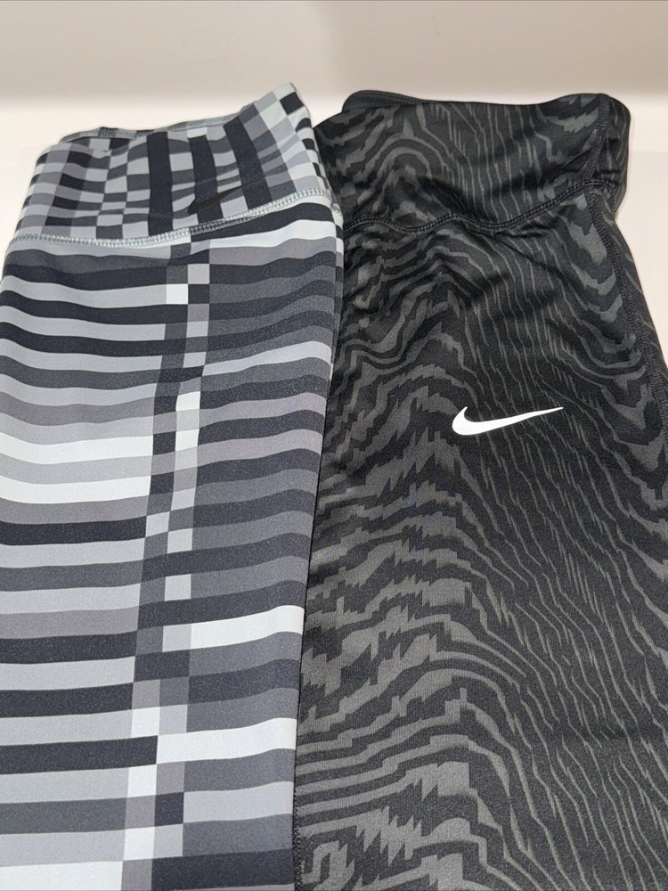 Nike Dri-Fit Womens 1-Black Capri, 1-Black-Grey-White Leggings Mediums