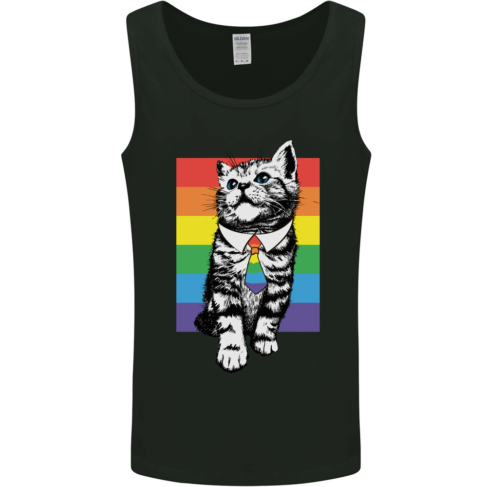 LGBT Cat Gay Pride Day Awareness Mens Vest Tank Top-image
