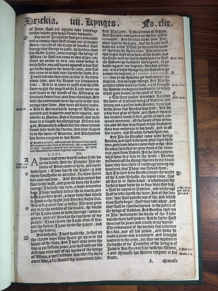 1540 Great Bible Whole Signature Kings 4 - Chronicles 1, Mounted in Folio