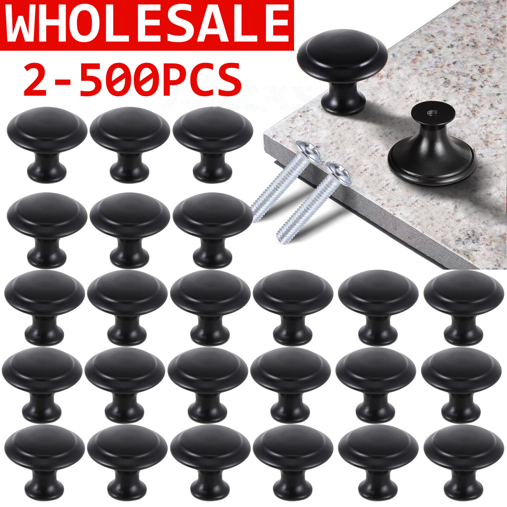 Black Round Door Knobs Cabinet Pulls Dresser Drawer Handles Lot