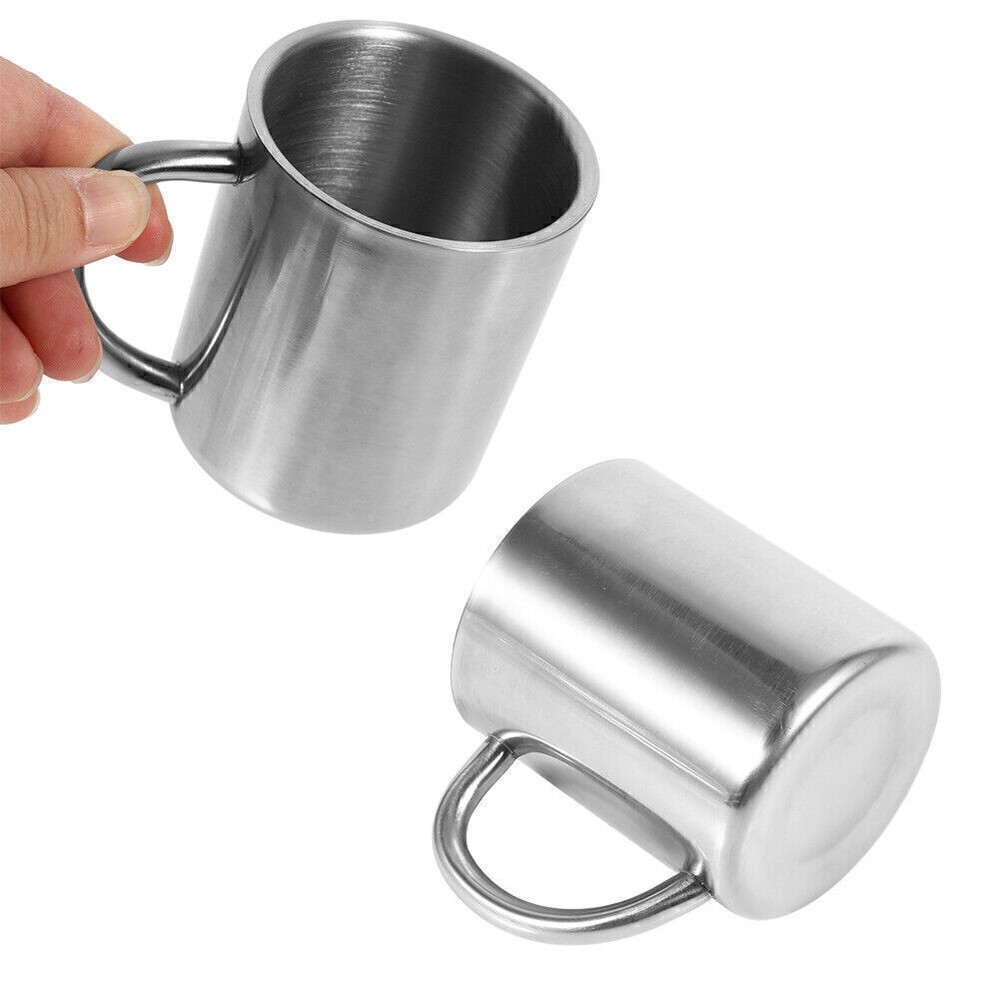 Portable Student Stainless Steel Double Wall Mug Travel Camping Coffee Tea Milk