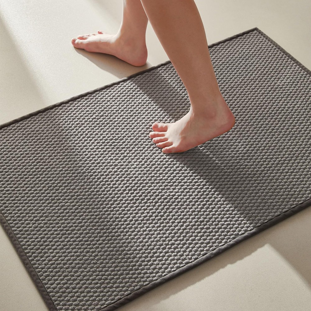 Non-Slip Washable Bathroom Rug - Super Absorbent Thin Bath Mat