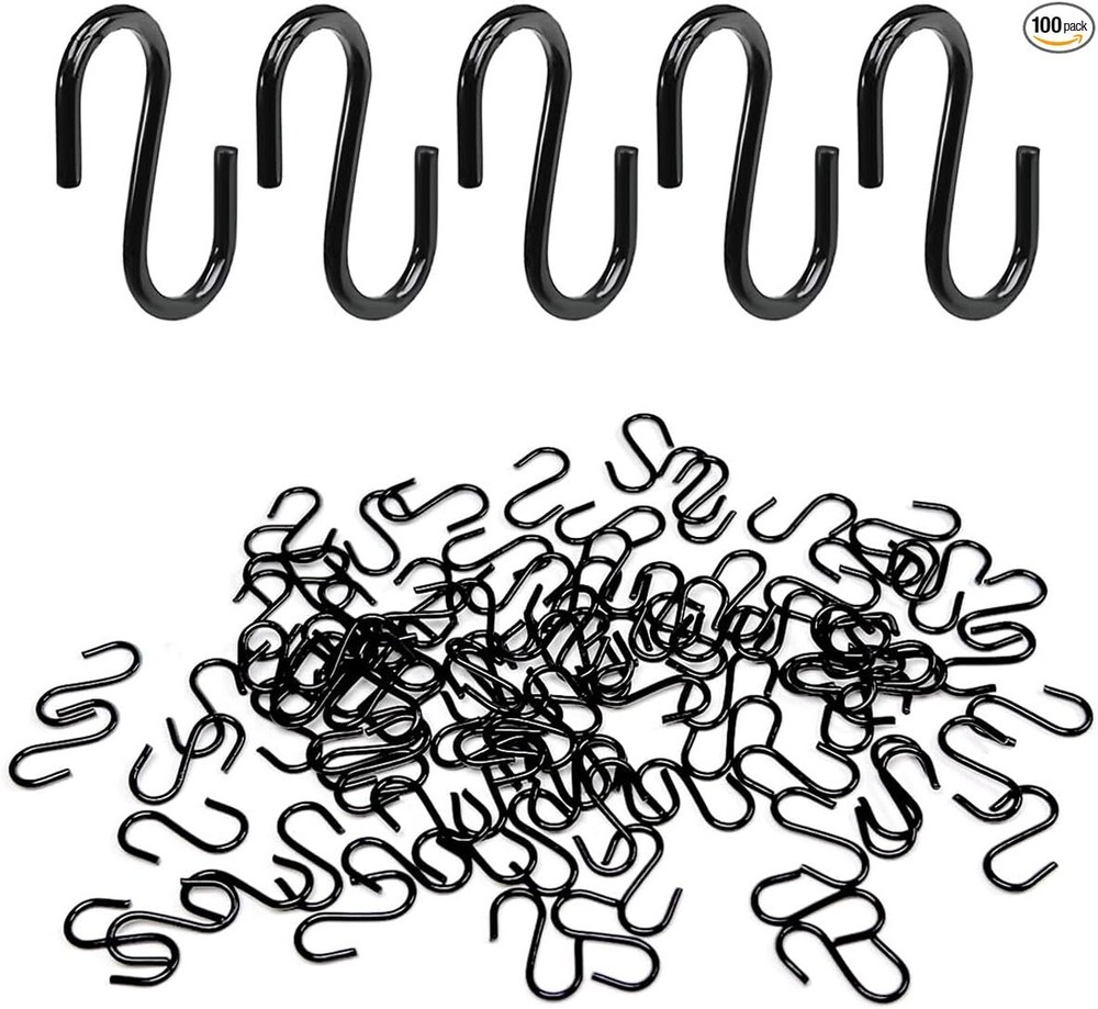 50-Pack 1/2 Inch Mini S Hooks for Hanging Decorations & Ornaments