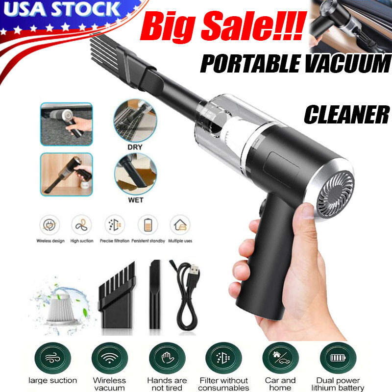 Wireless Vacuum Cleaner USB Rechargeable Car Handheld Vaccum Mini Power Suction
