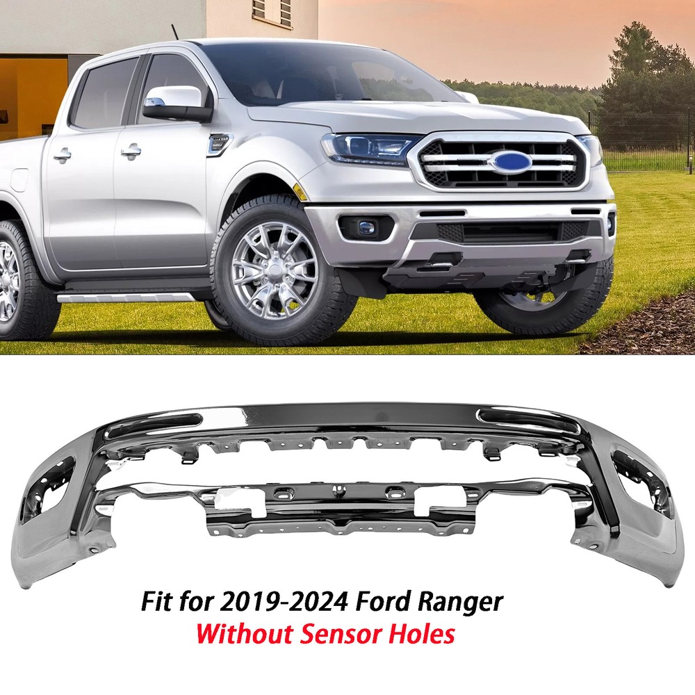 New Chrome Front Bumper For 2019-2023 Ford Ranger Without Sensor Hole KB3Z17757A