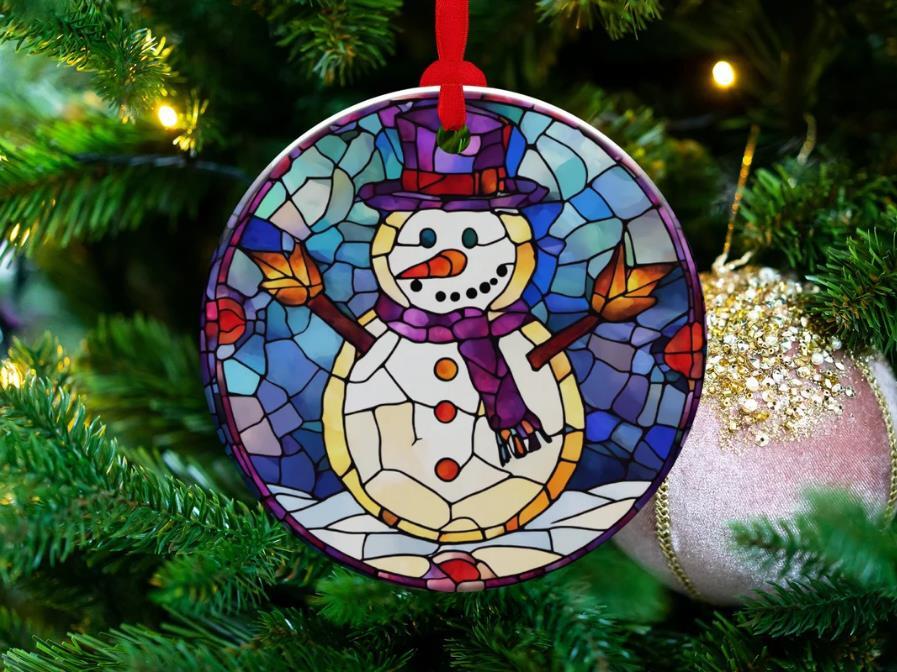 Pretty Snowman Ornament  Christmas Decoration  Holiday Gift Idea