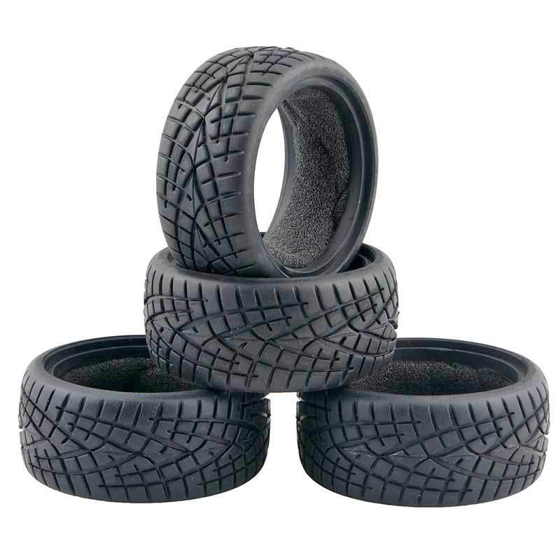 1/10 On-road Rc Car Rubber Tire Set 4pieces For Tamiya TT01 TT02 TT01E TL01 HSP
