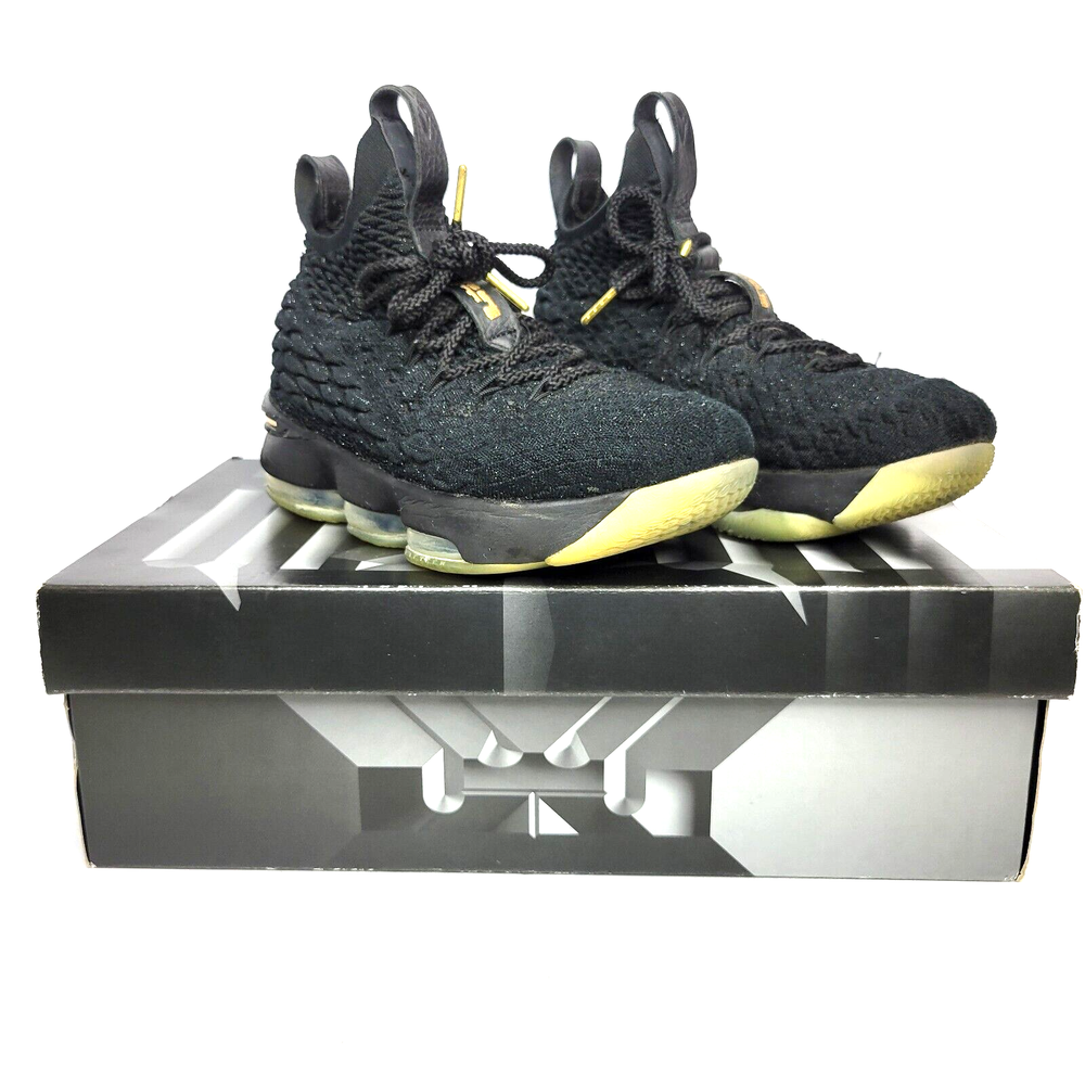 Кроссовки молодежные Nike LeBron XV (GS) размер 6 лет черные/металлические золотистые бесплатная доставка