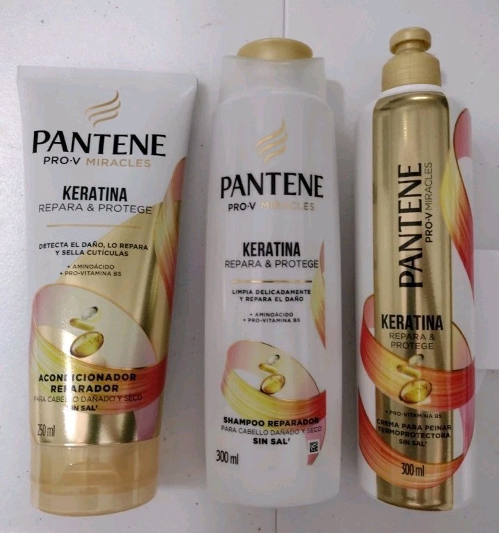 Pantene Keratin ( Keratina ) Shampoo Conditioner Hair Cream -One Bottle Of Each