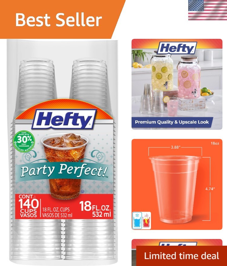 Versatile 18 Oz Clear Cups - 140 Pack for Elegant Beverage Serving at Parties