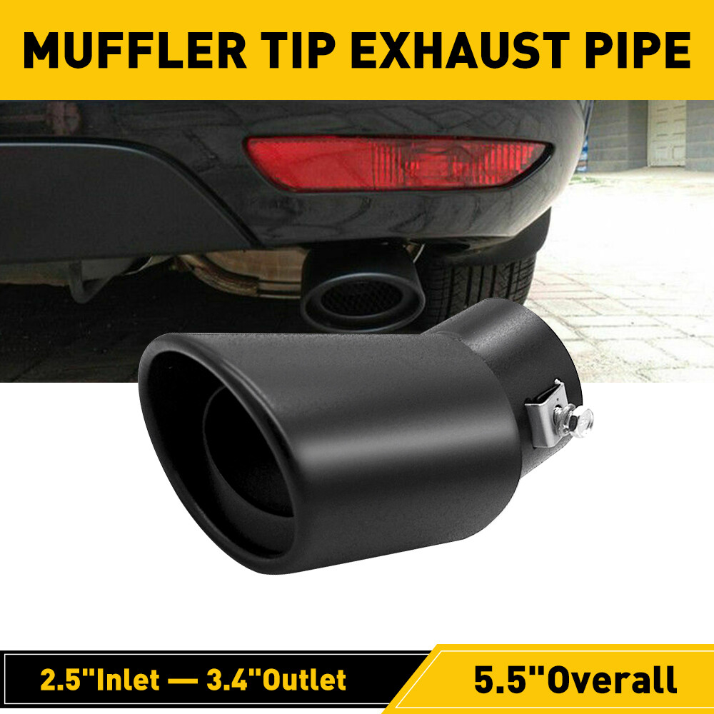 Black Car Exhaust Pipe Tip Rear Tail Throat Accessories Muffler 2.5