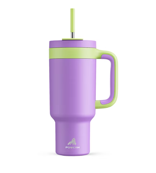 40oz Stainless Steel Tumbler Milk Cup With Double Handle Straw - Purple
