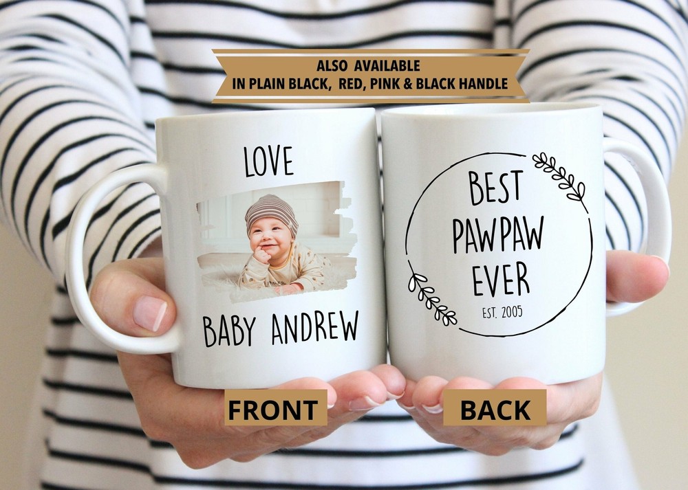 Personalized Best Pawpaw Ever Gift Mug L Custom Baby Face Photo Of Baby L