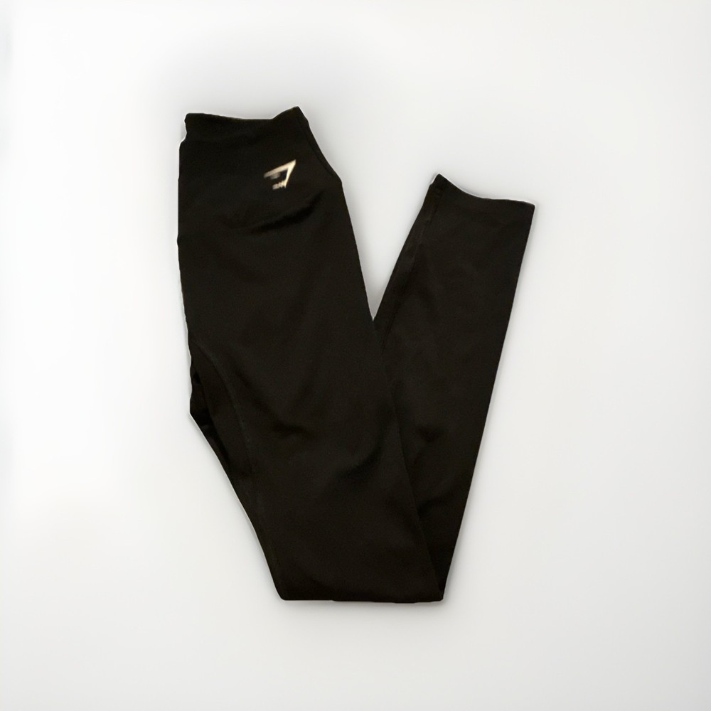 Gymshark Black Women's Ankle Leggings Stretch Elastic Waist Logo