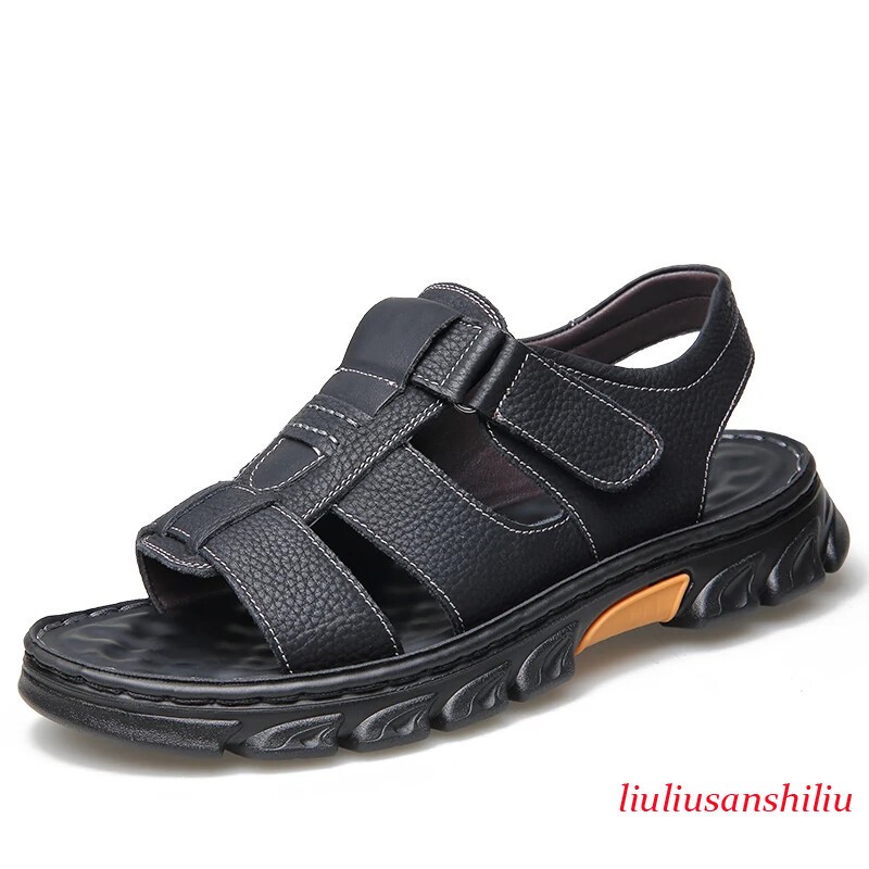 Summer Men's Soft Leather Sandals Lightweight Outdoor Comfort Beach Casual Shoes