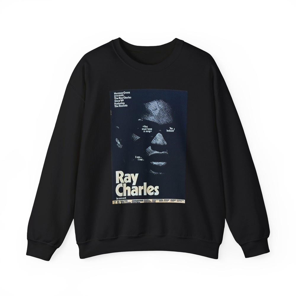 Ray Charles Graphic Print Long Sleeve Unisex Heavy Blend Crewneck Sweatshirt