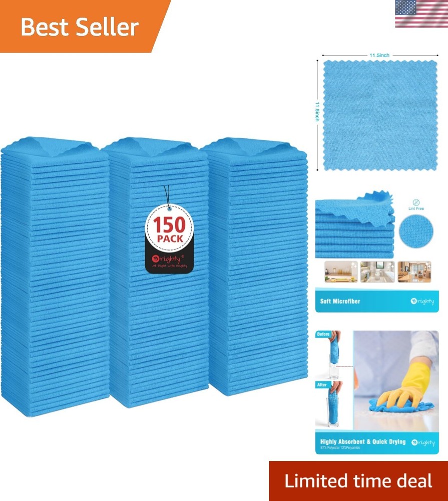 150-Pack Reusable Microfiber Cleaning Cloths for Multi-Purpose Use