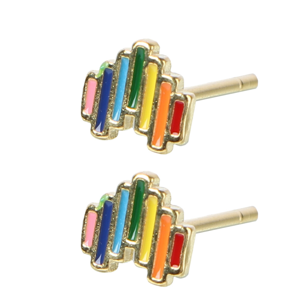 Rainbow Heart Stud Sleeper Earrings for Mother's Day or Birthday Gift  