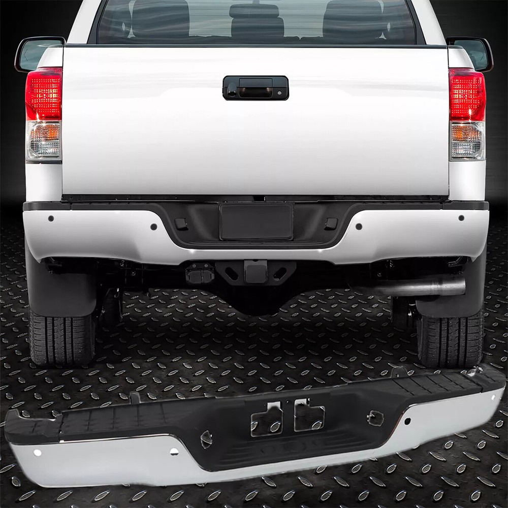 Chrome Rear Step Bumper Assembly For 2007-2013 Toyota Tundra W/ Sensor Hole