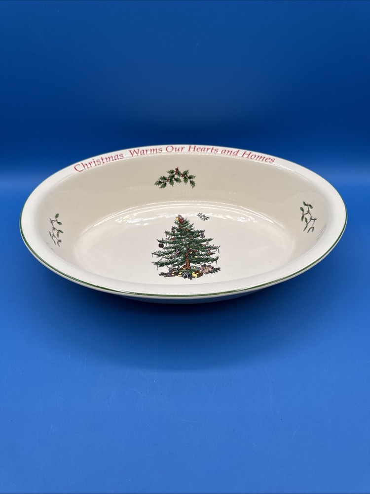 Spode Christmas Tree Sentiment Oval Rim Serving Dish