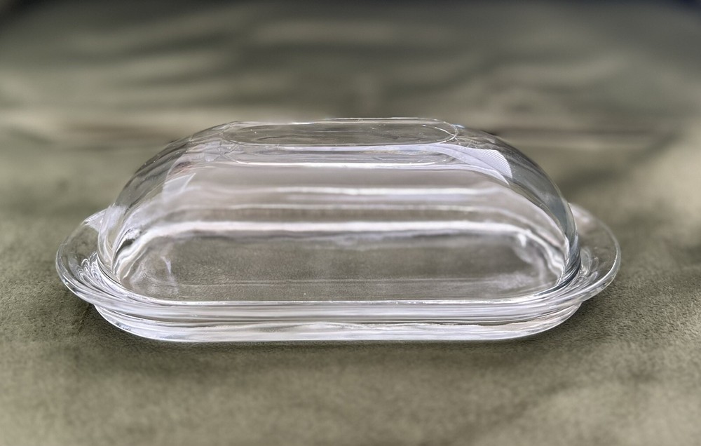 Retro MCM Glass Butter Dish Set for Modern Farmhouse Refrigerator Storage