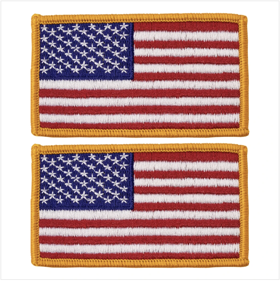 Authentic 2x3 Inch U.S. Flag Patch with Gold Merrowed Edge