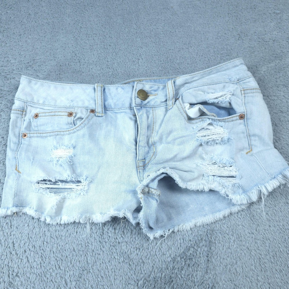 American Eagle Outfitters Shorts Womens 8 Light Wash Distressed Raw Hem Cutoff
