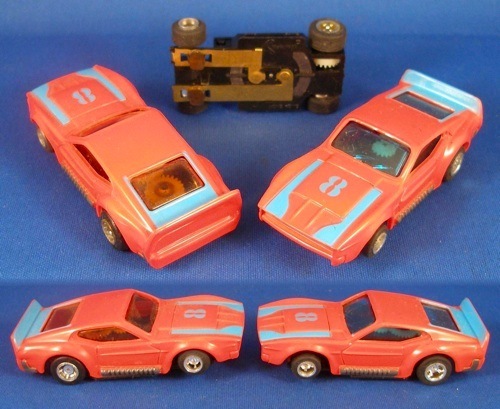 1970s Foreign RARE Mustang MACH ONE HO Slot Car Orange/Blue/Gray