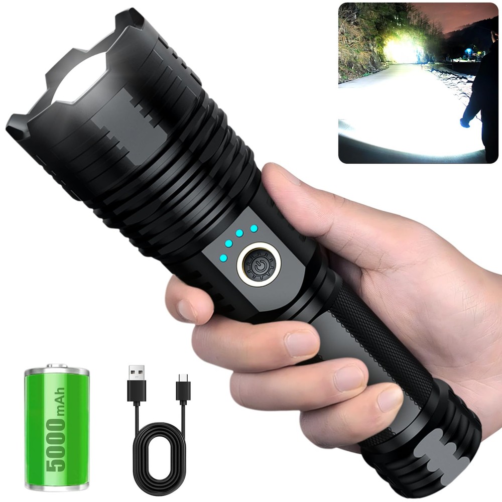 Rechargeable Flashlights High Lumens, 1000000LM Powerful Tactical Flashlights...