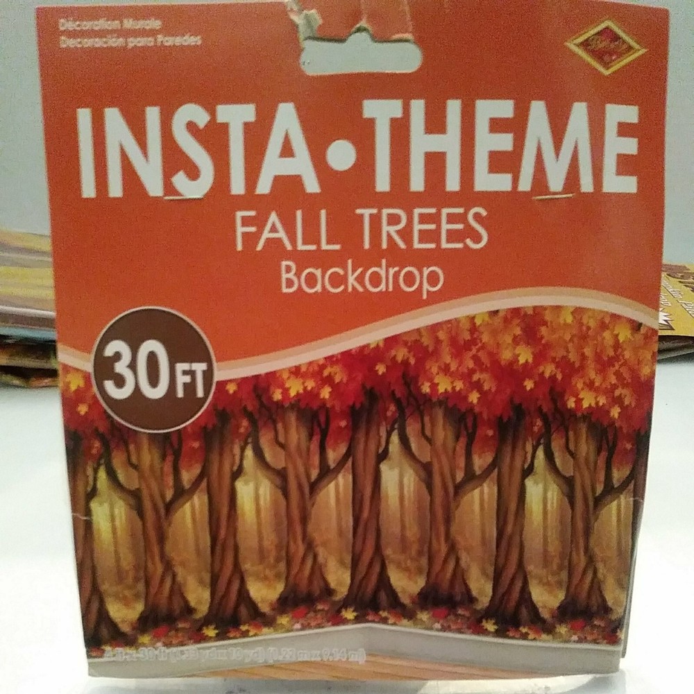 Beistle Insta Theme Fall Trees Backdrop 4'×30' Autumn Halloween Harvest