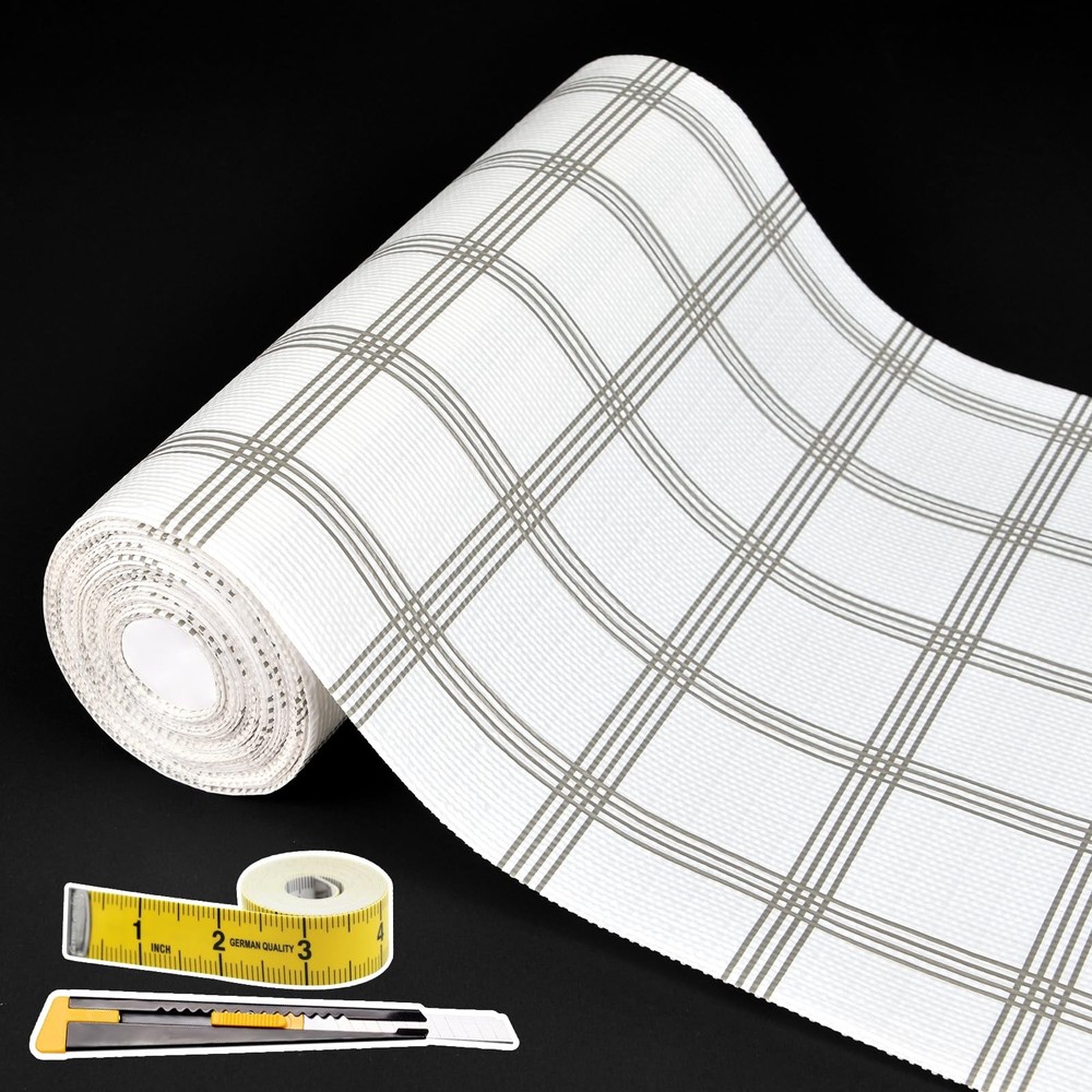 Shelf Liners for Kitchen Cabinets 12in x 10FT, Non Adhesive Drawer Liner Whit...