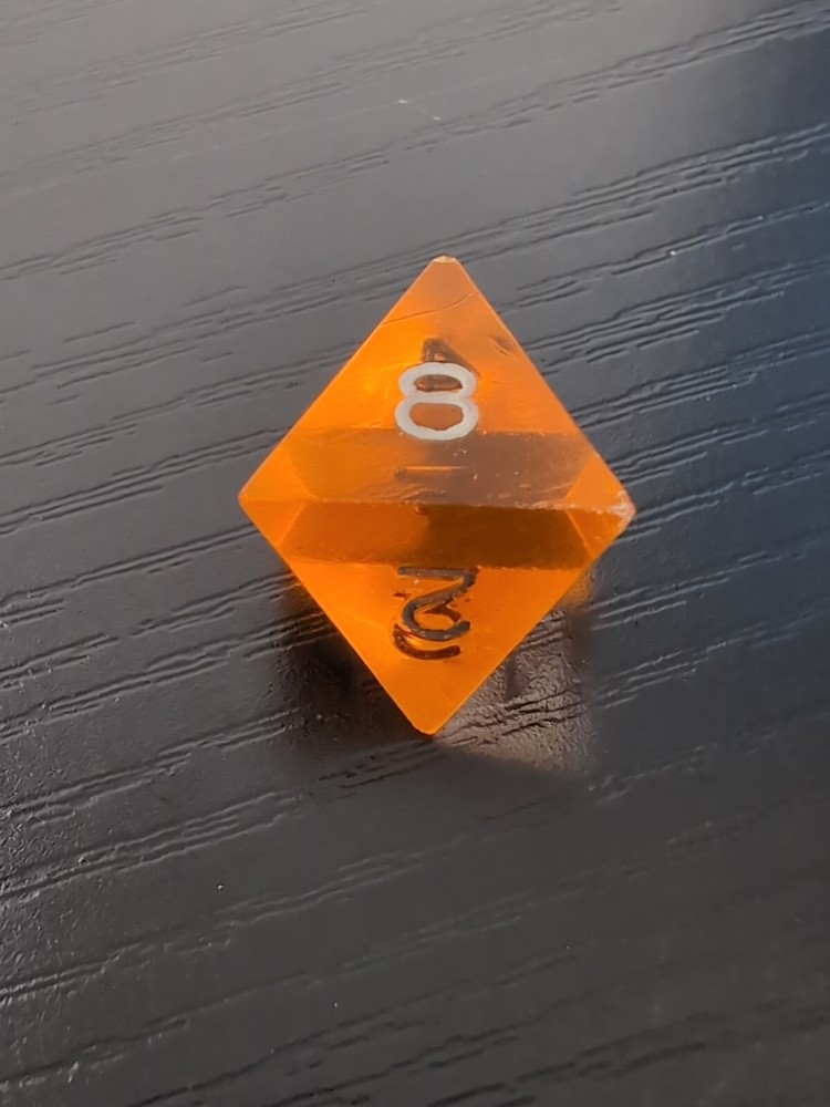 The Armory D8 Translucent Orange Sharp Edged Vintage Dice