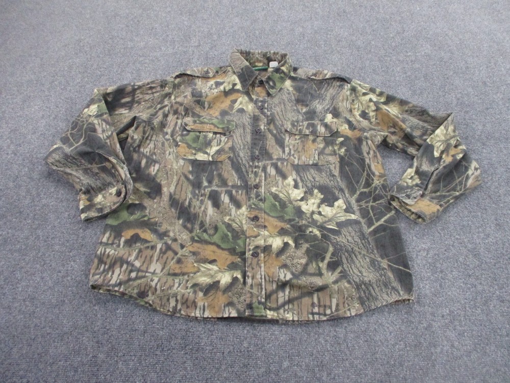 Vintage Cabelas Shirt Mens XL Camo Hunting Outdoors Mossy Oak Breakup Adult