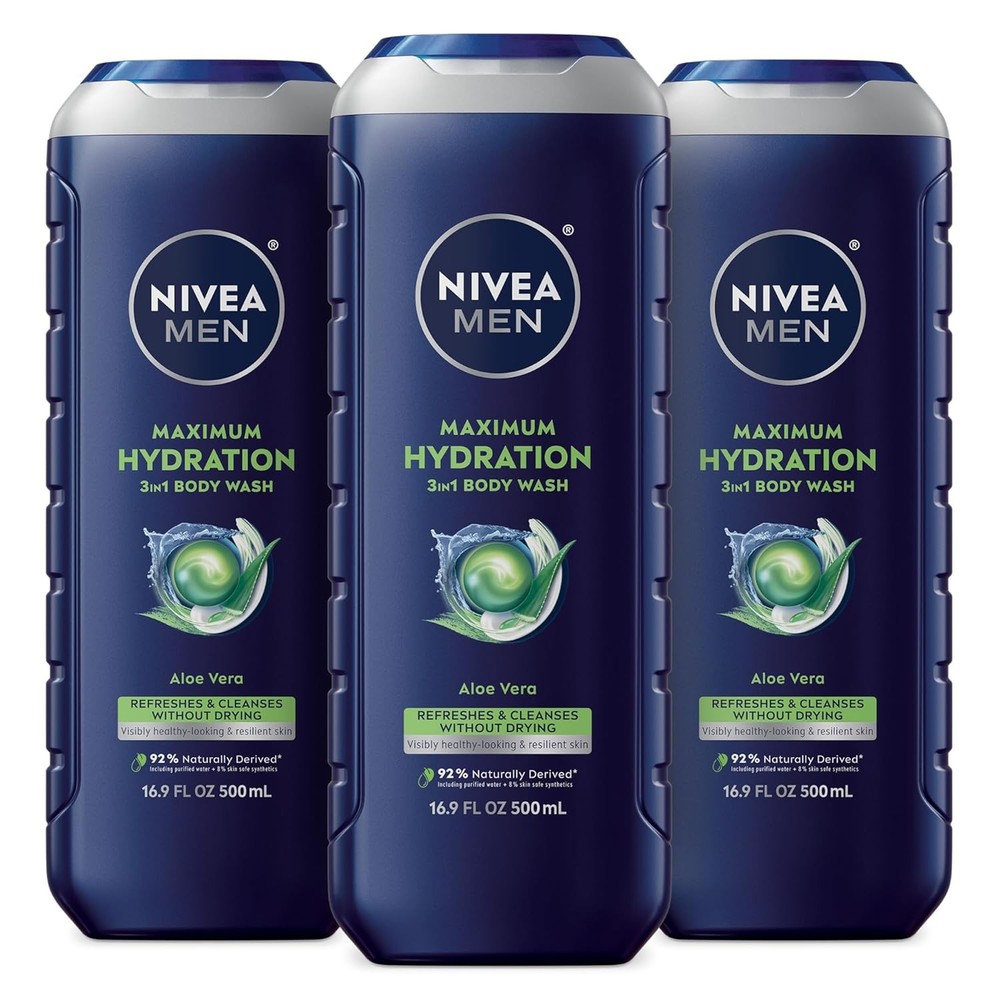 Nivea Men Maximum Hydration Body Wash for Dry Skin 3-Pack 16.9 Fl Oz