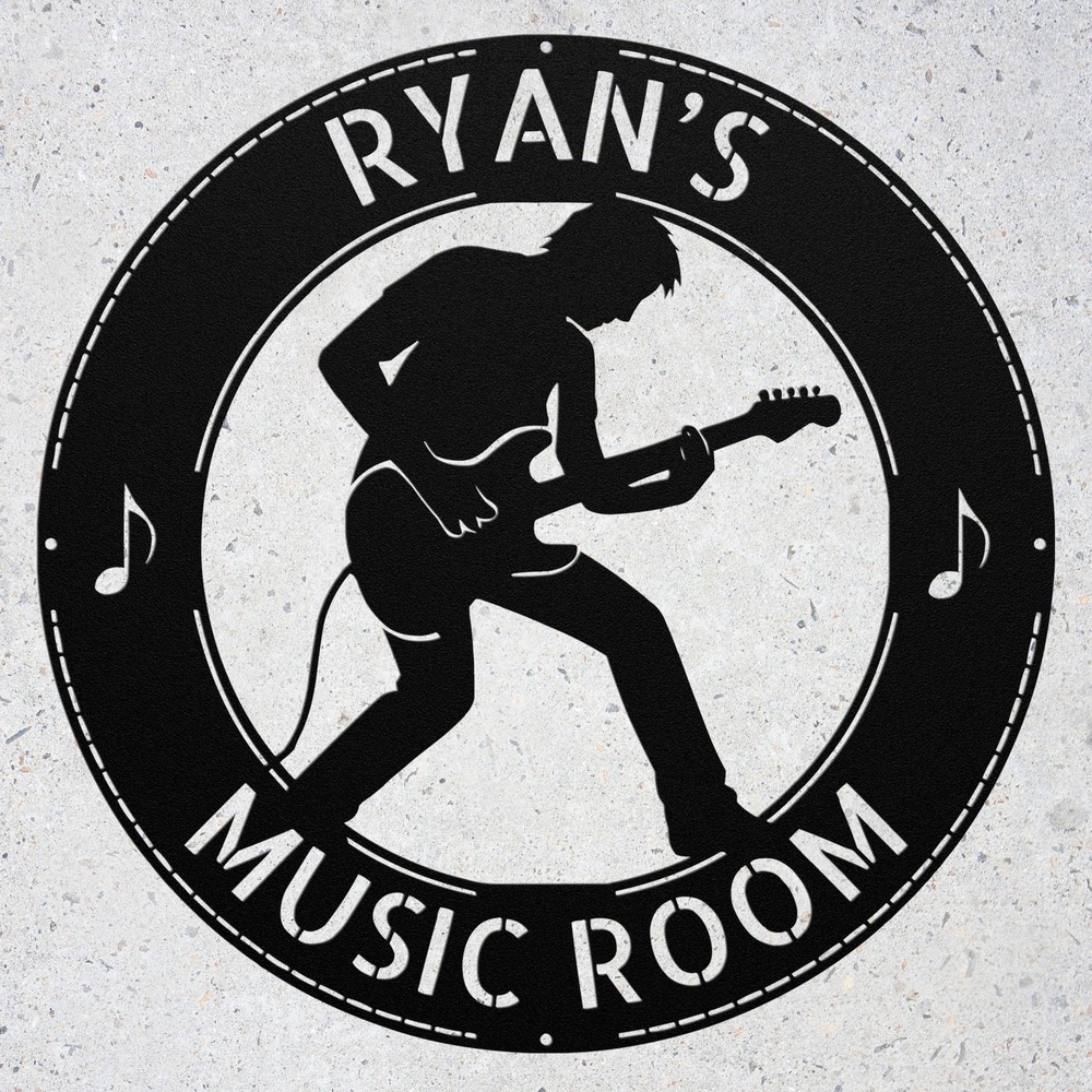Personalized Guitarist Metal Art Sign Custom Music Room Wall Decor Gift
