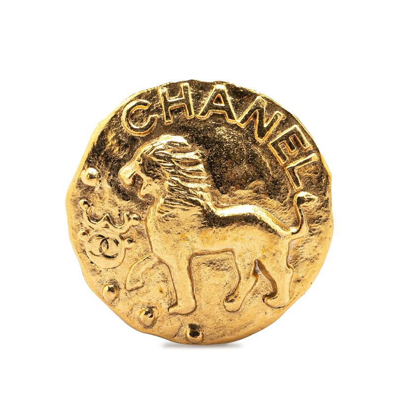 Chanel Gold Plated Lion Logo Brooch 615212